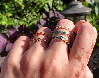 Braided Bead Rings - Handmade Stackable Ring, Customizable