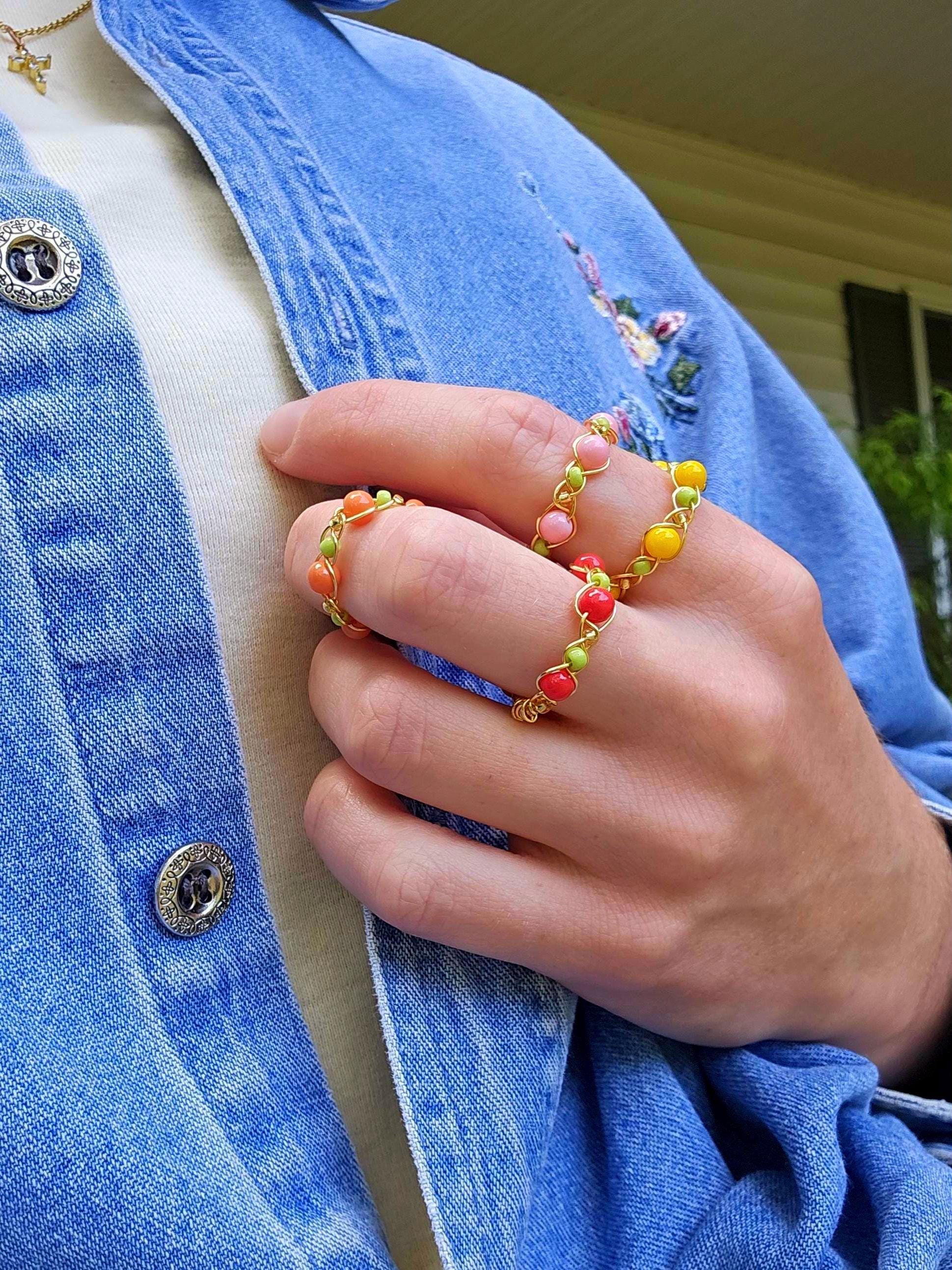 Fruit Basket Beaded Ring - Handmade, Colorful Fruit-Inspired Jewelry