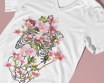 Floral Skeleton Shirt: Anatomy Flower Ribcage Tee