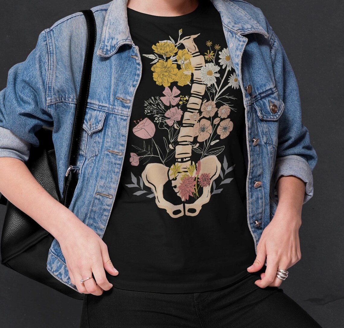 Scoliosis Shirt Backbone Floral Shirt Anatomy Shirt Etsy