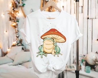 Frosch und Pilz-T-Shirt: Cottagecore Botanisches T-Shirt