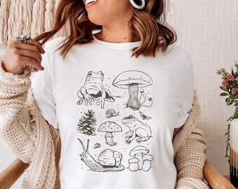 Mushroom Frog Tee: Cottagecore Botanical Shirt
