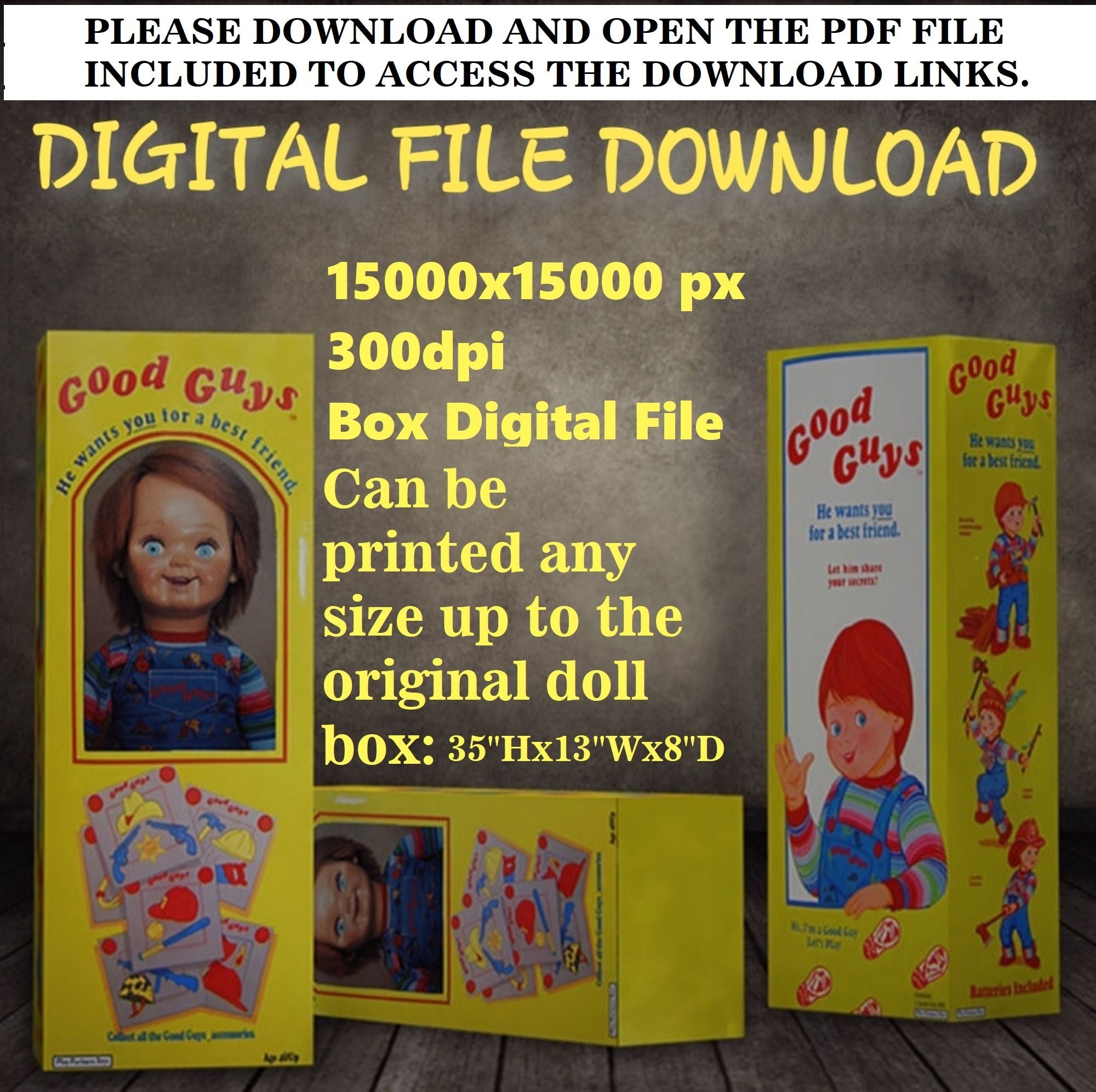 Chucky Good Guy Doll Box Digital File, Good Guy Doll Box, Life Size Chucky Good Guy Doll Box Digital File, Good Guy Doll Box, Life Size