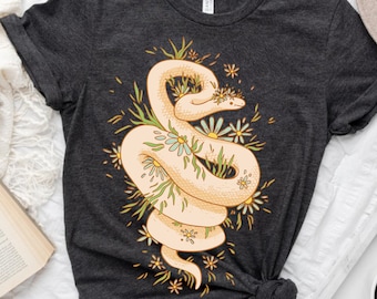 Floral Snake T-Shirt: Cottagecore Reptile Lover Shirt