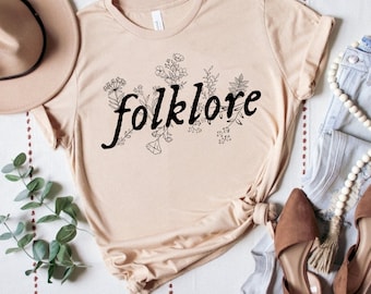 Minimalist Wildflower Folklore Graphic T-Shirt, Nature Lover Shirt, Boho Botanical Top, Aesthetic Trendy Merch, Whimsical Floral Clothing