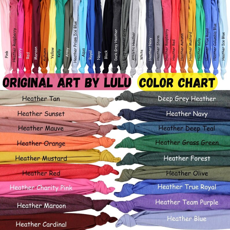 May include: Color chart showing various heather colors of fabric swatches. The colors include pink, berry, red, maroon, autumn, yellow, kelly, aqua, royal, navy, black, dark grey heather, deep heather grey, athletic heather, white, heather navy, heather storm, heather raspberry, heather red, heather autumn, heather mustard, heather kelly, heather true royal, heather columbia blue, heather tan, heather sunset, heather mauve, heather orange, heather mustard, heather red, heather charity pink, heather maroon, heather cardinal, deep grey heather, heather navy, heather deep teal, heather grass green, heather forest, heather olive, heather true royal, heather team purple, and heather blue.