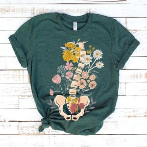 Scoliosis Awareness Shirt, Spine Health Floral Tee, Supportive Apparel, Cottage Core Medical T Shirt, Flower Bones Clothing, Vertebrae Shirt