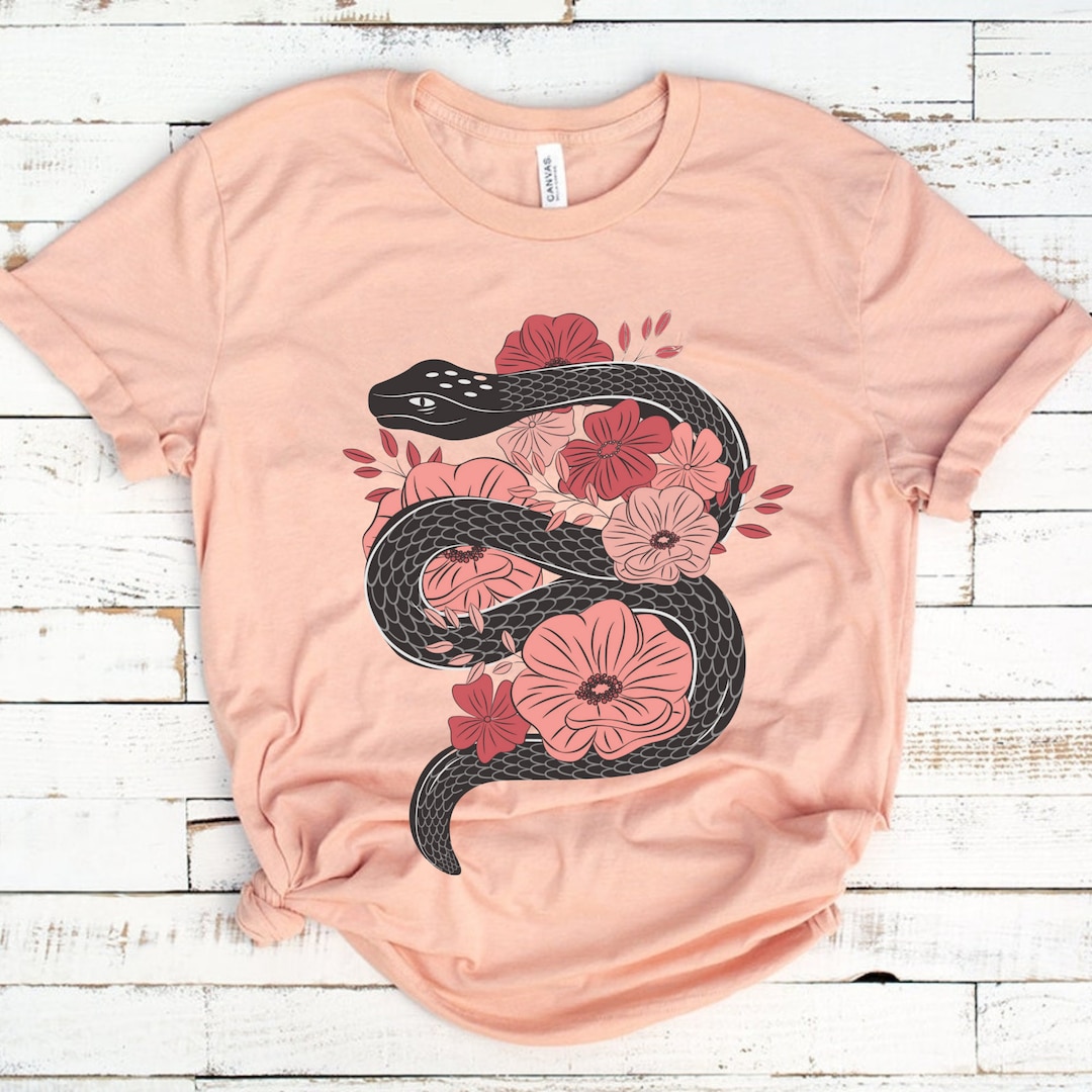 Floral Snake Shirt Snake Lover Shirt Snake Flower Shirt Cottagecore