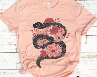Floral Snake T-Shirt: Cottagecore Reptile Lover Shirt