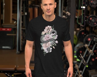 Floral Snake T-Shirt: Reptile Lover Cottagecore Shirt