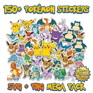 Pokemon Sticker Bundle All Unique 150+ Digital Stickers PNG SVG