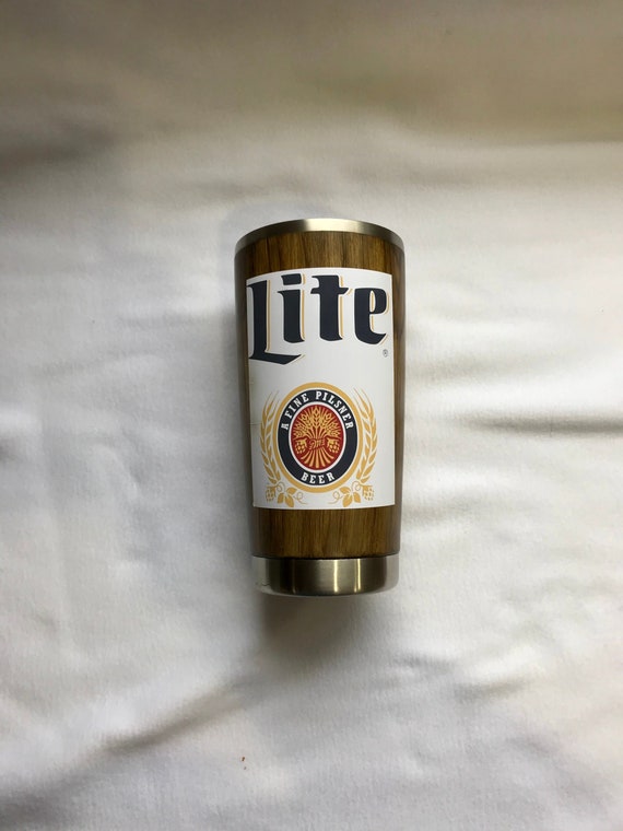 Woodgrain Tumbler Miller Lite Tumbler Personalized Tumbler Etsy