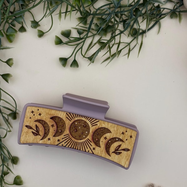 Moon Phases Claw Clip: Celestial Boho Hair Accessory