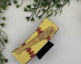 Softball Claw Clip: Sports Hair Accessory