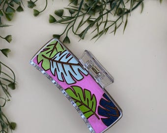 Monstera Leaf Hair Claw Clip: Tropical Floral Accessory
