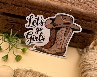 Let's Go Girls Sticker - Wasserfester Cowgirl-Stiefel-Aufkleber