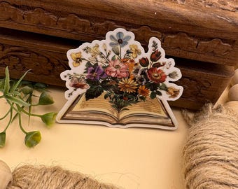 Floral Book Sticker: Waterproof Flower Arrangement Decal