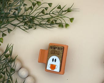 Freshly Boo'ed Coffee Ghost Hair Clip: Halloween Mini Claw Clip