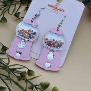 Whimsical Acrylic Gumball Machine Earrings | Fun Gift For Her | Fun Earrings | Novelty Earrings | Statement Jewelry