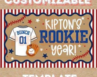Rookie Year Banner Template | Customizable Birthday Banner Canva Template | Instant Download Banner Artist Template
