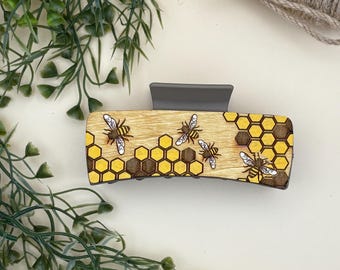 Honeybee & Honeycomb Claw Clip: Handmade Bee Hair Accessory