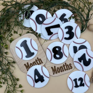 Baseball Baby Milestone Sign: Maple Wood Photo Prop Set