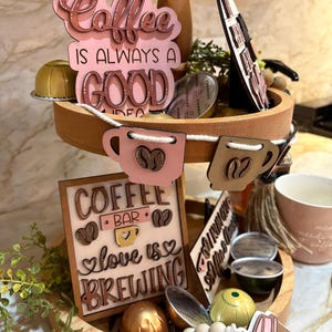 Coffee Bar Tiered Tray Decor Set | Coffee Lover Decor | Coffee Bar Decor | Coffee Lover Gift | Coffee Tiered Tray Decor | Coffee Home Decor