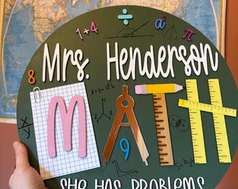Customizable/Personalizable Classroom Door Hanger Sign | Math Themed Door Hanger Sign | Math Teacher Sign | Custom Classroom Decor