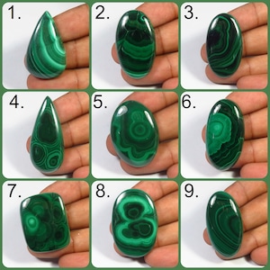 Natural Green Malachite Cabochon: Loose Gemstone for Jewelry (31x25mm - 39x26mm, 39-66cts)