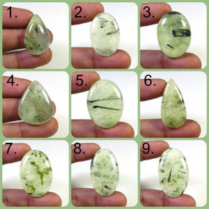 Cabochon lisse en préhnite verte naturelle, pierre précieuse polie en préhnite rutilée noire, 27-39 mm, aiguille en préhnite rutile en vrac pour bijoux,