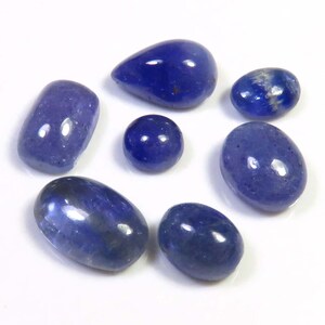 29 carats, Pierres précieuses africaines en tanzanite biologique, 7-13 mm, Cabochon en forme de mélange de tanzanite biologique de qualité supérieure, 7 pièces, Lot en vrac de tanzanite biologique pour bijoux,