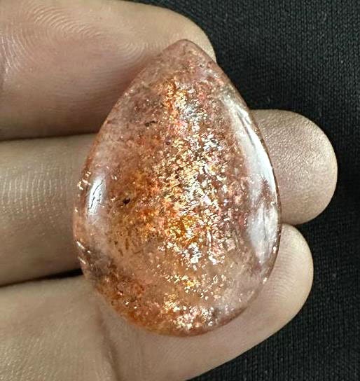 Natural Sunstone Cabochon, 28x19 mm, Sunstone Gemstone, Handmade Red Sparkle Lattice Gemstone, Pear Shape Sunstone Gems Loose For Jewelry,