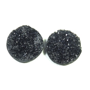 Natural Titanium Crystal Agate Gemstone, 30-31 mm, Handmade Titanium Round Cabochon, 2 Pcs, 132Cts, Black Titanium Loose For Jewelry Making,