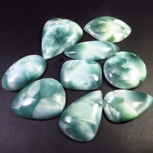 Melhor produto Hemimorfita Gemstone, 28x22 - 45 x 36 mm, Cabochão de Hemimorfita Verde, 29-95cts, Hemimorfita Chatoyant, Gemas para Fabricação de Joias,