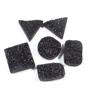Natural Titanium Crystal Agate Gemstone, 25-28 mm, Black Titanium Mix Handmade Cabochon, 6 Pcs, 263 Cts, Black Titanium Loose For Jewelry,