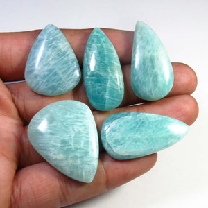 Pietra preziosa di amazzonite blu, 27-32 mm, cabochon di amazzonite blu naturale, 113 carati, pietra preziosa liscia di amazzonite scintillante sfusa per regali e gioielli,