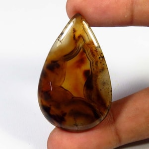 Brown Montana Agate Cabochon, Natural Montana Agate Gemstone, 41x26 mm, Pear Shape, Handmade Montana Polished Agate Gems Loose For Jewelry