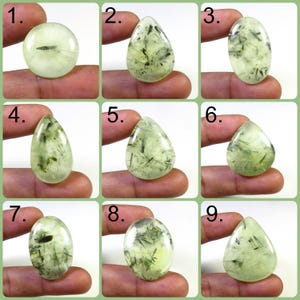 Pierre précieuse noire rutilée en préhnite polie, 18 x 18 - 37 x 30 mm, cabochon lisse en préhnite verte naturelle, 15-69 carats, aiguille en rutile préhnite en vrac