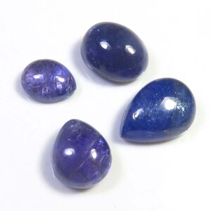 Pierres précieuses tanzanite africaine naturelle, 29 carats, ovale en tanzanite bleue AAA+ et cabochon poire, lot de 4 pcs, 10-15 mm, tanzanite en vrac pour la fabrication de bijoux,