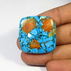Pietra preziosa di rame a forma di cuscino turchese, cabochon di turchese rame, 29 x 29 mm, 45 carati, turchese rame sfuso per regali e gioielli