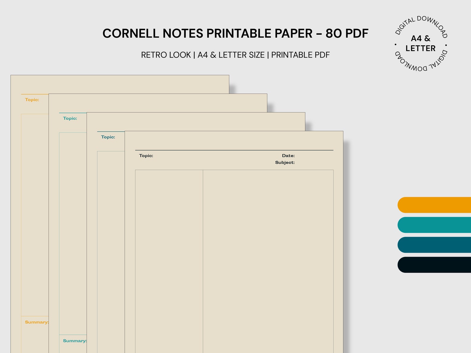 printable-cornell-notes-paper-8-colours-5-layouts-lined-etsy