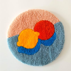Summer Citrus Fruits, Handmade Colorful Tufting, Handmade Wall hanging, Tufted Rug, Modern Home Decor Graphic Design