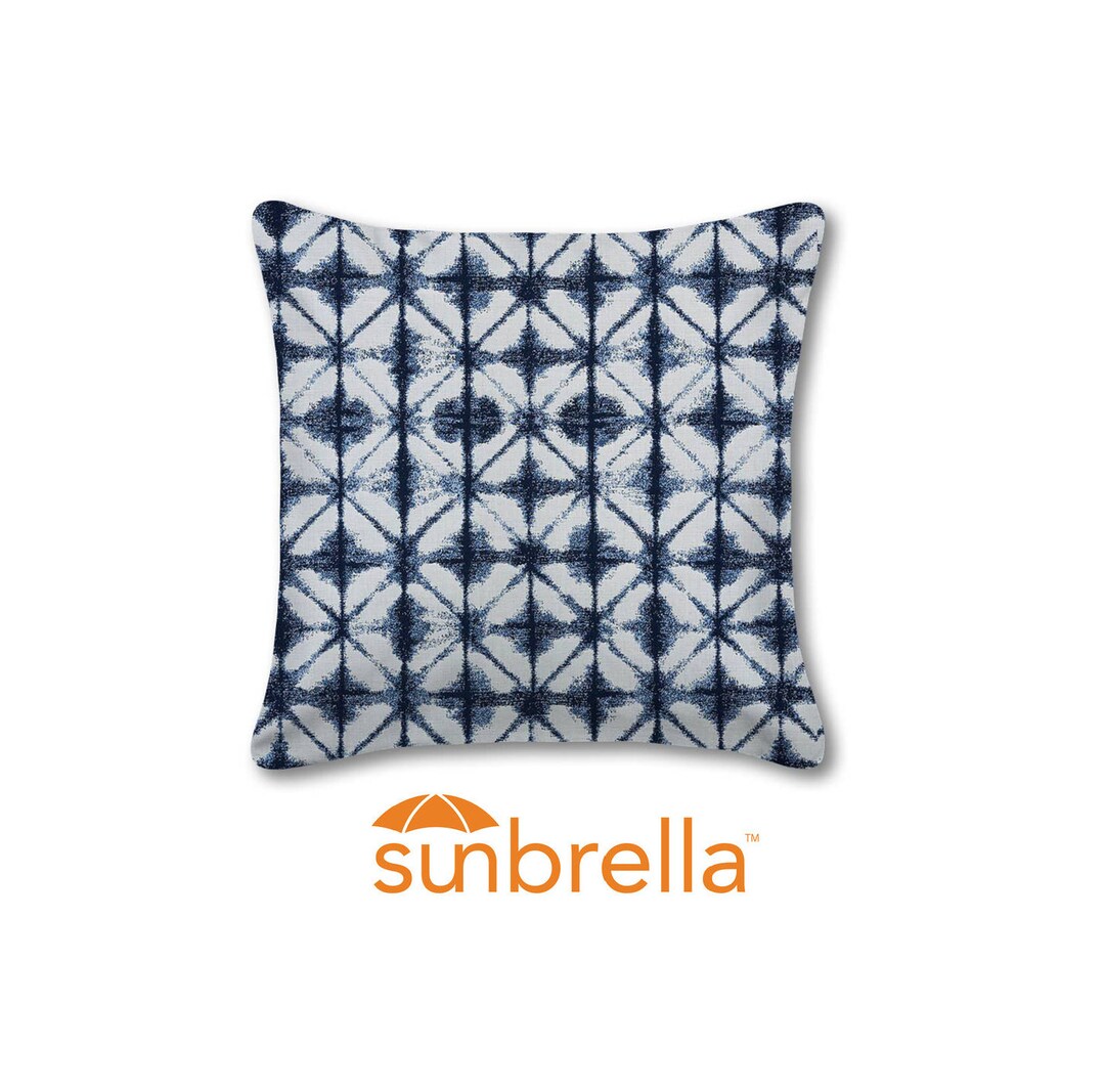 SUNBRELLA® Fabric Custom Outdoor Pillow Midori Indigo Etsy