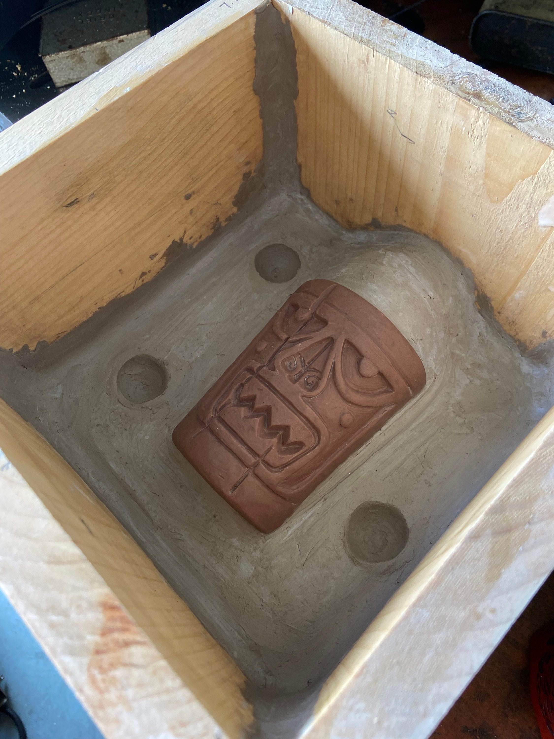 Enchanted Tiki Drum Mug Handmade Ceramic - Halloween Orange edition - Thumbnail 2