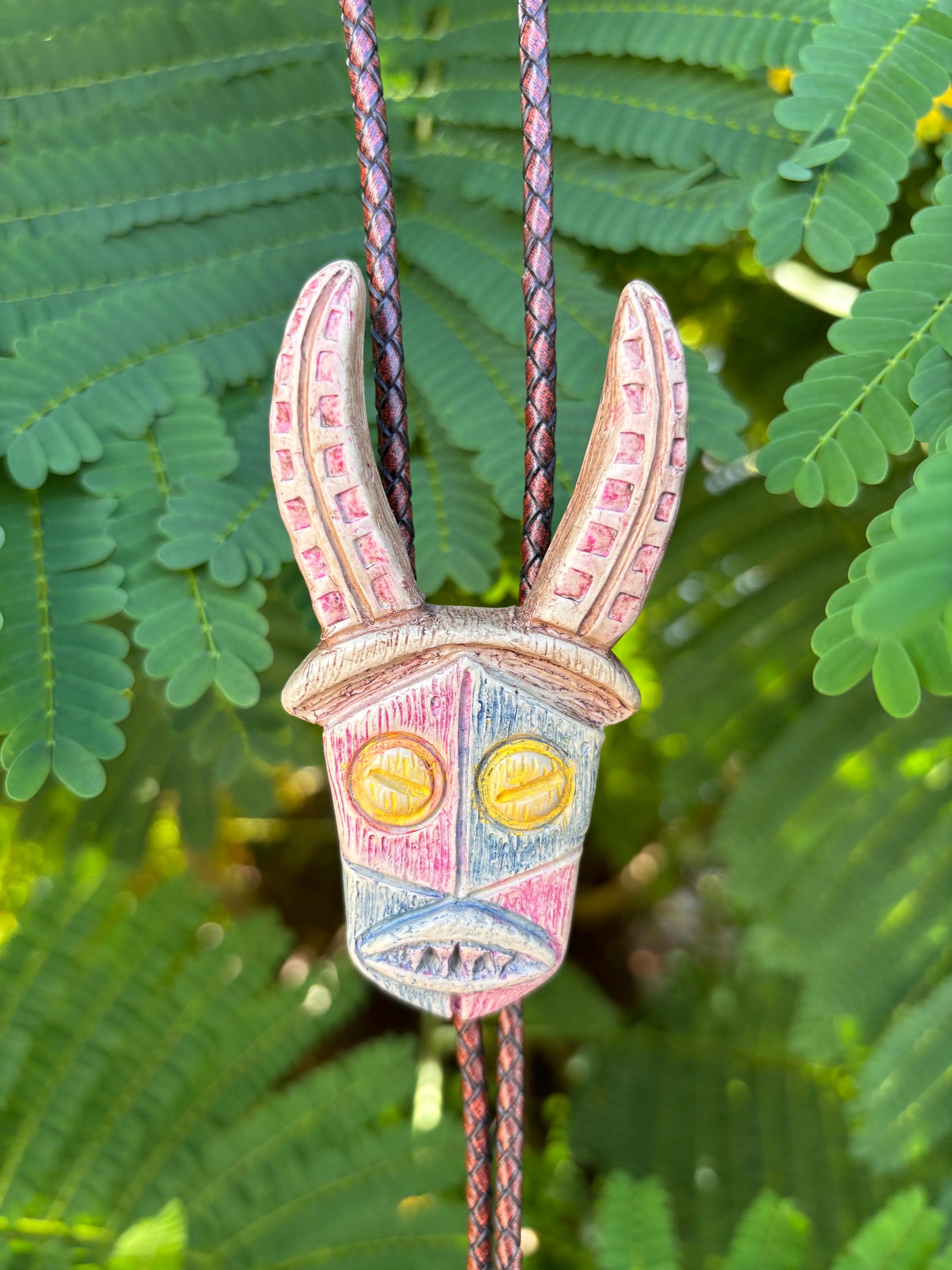Handmade Adventureland Horned Mask Bolo Tie (1 of 1)