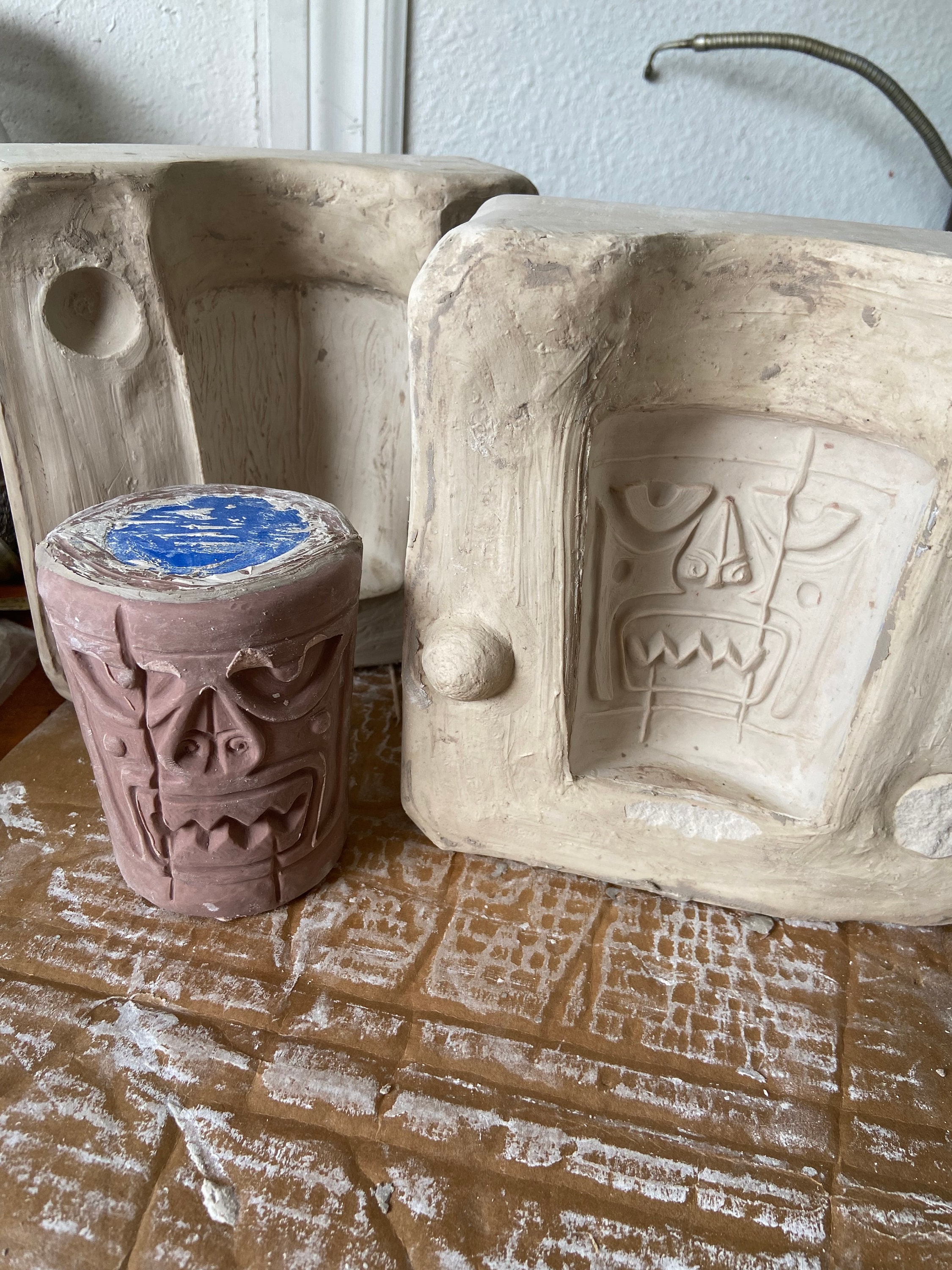 Enchanted Tiki Drum Mug Handmade Ceramic - Halloween Orange edition - Thumbnail 3