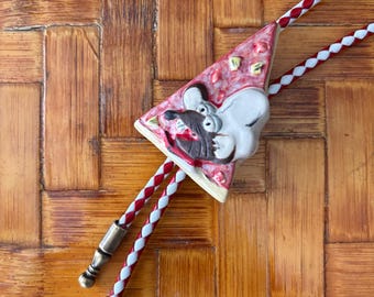 Rat Pizza Bolo Tie - Version #1 Antique Gold