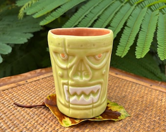 Enchanted Tiki Drum Mug Handmade Ceramic - Slimer Edition