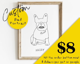 CUSTOM UGLY PORTRAIT, Line Drawing, Bad Portrait, Line Art, Custom Portrait, Pet Portrait, Custom Dog Portrait, Custom Pet Art, Pet Drawing