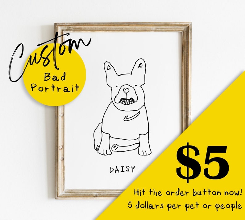 CUSTOM UGLY PORTRAIT, line drawing, bad portrait, Line Art, Custom Portrait, Pet portrait, Dog Portrait, Funny Portrait, Personalised Gift 